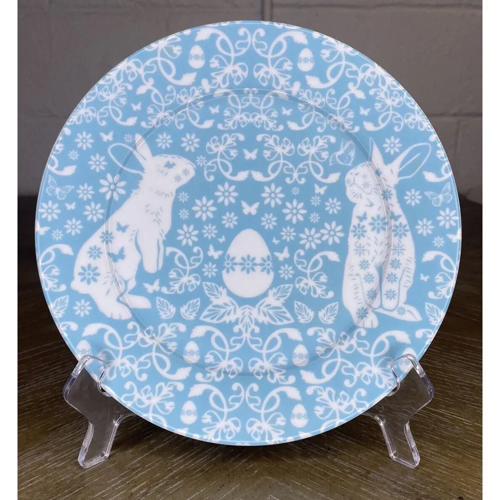 Sur la‎ Table Easter Collection Blue Bunny Rabbit Salad Bread Plate Decor Egg